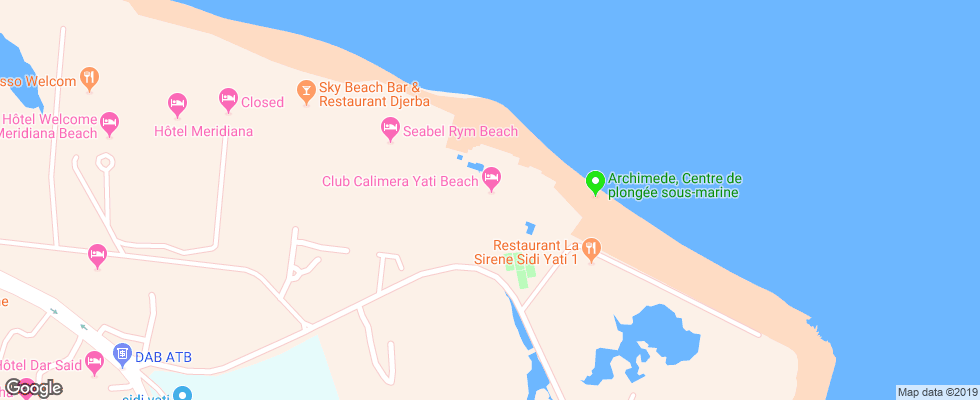 Отель Club Calimera Yati Beach на карте Туниса
