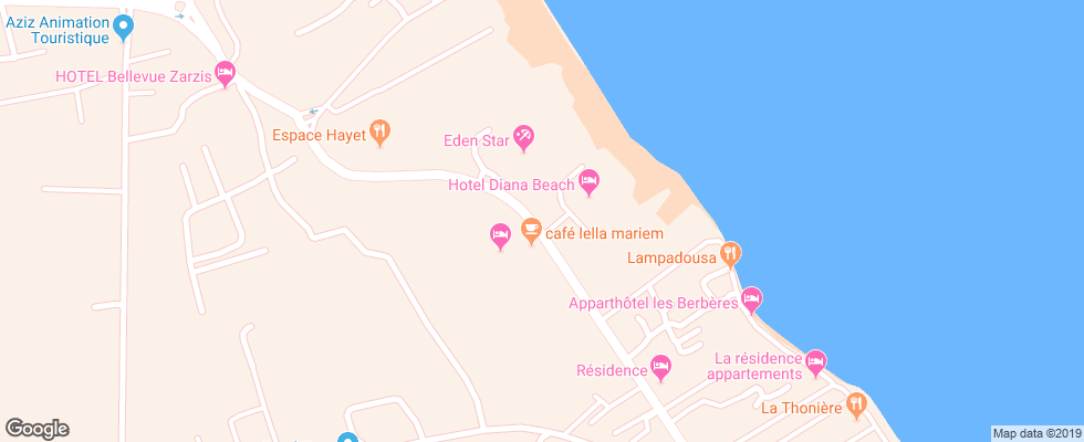 Отель Club Lella Mariam на карте Туниса