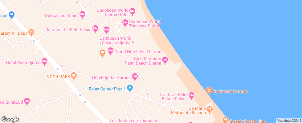 Отель Club Marmara Palm Beach Djerba на карте Туниса