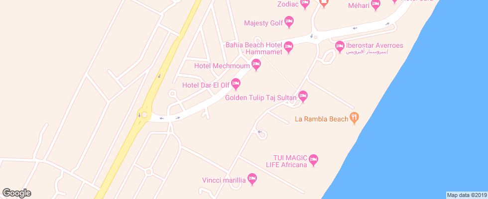 Отель Dar El Olf на карте Туниса