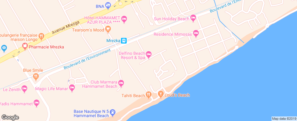 Отель Delfino Beach Resort & Spa на карте Туниса