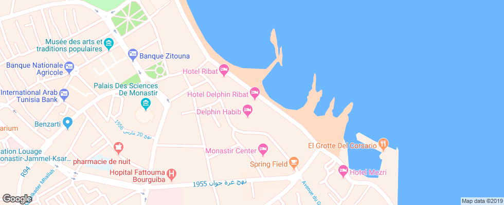 Отель Delphin Monastir (El Habib) Resort на карте Туниса