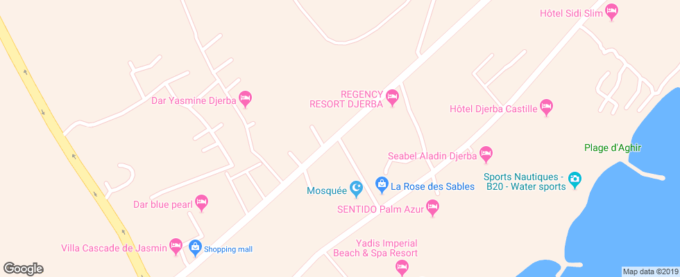 Отель Djerba Castille на карте Туниса