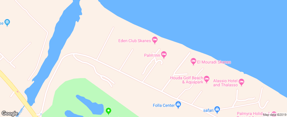 Отель Eden Club на карте Туниса