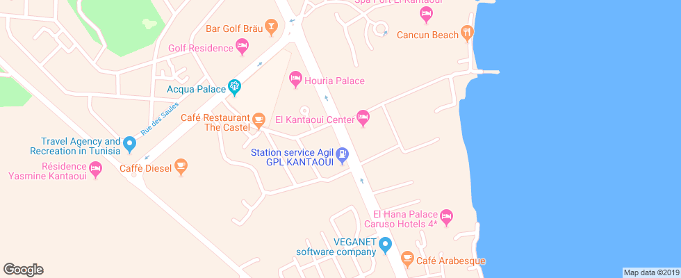 Отель El Kantaoui Center на карте Туниса