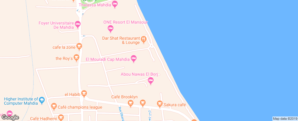 Отель El Mouradi Cap Mahdia на карте Туниса