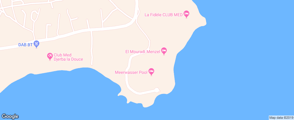 Отель El Mouradi Djerba Menzel на карте Туниса