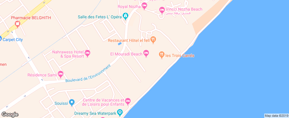 Отель El Mouradi Hammamet на карте Туниса