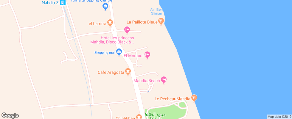 Отель El Mouradi Mahdia на карте Туниса