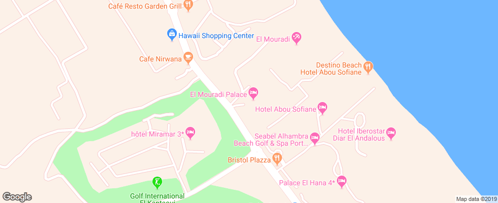 Отель El Mouradi Palace на карте Туниса