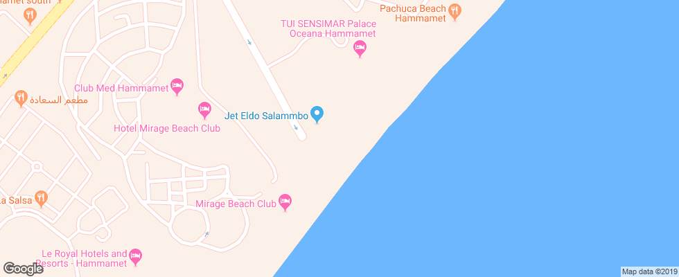 Отель Eldorador Salammbo на карте Туниса