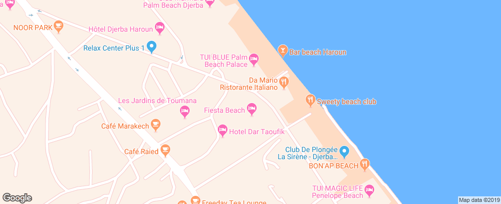 Отель Fiesta Beach на карте Туниса