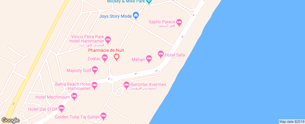 Отель Golden Yasmine Mehari Thalassa & Spa на карте Туниса