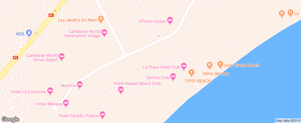Отель Hammamet Serail на карте Туниса