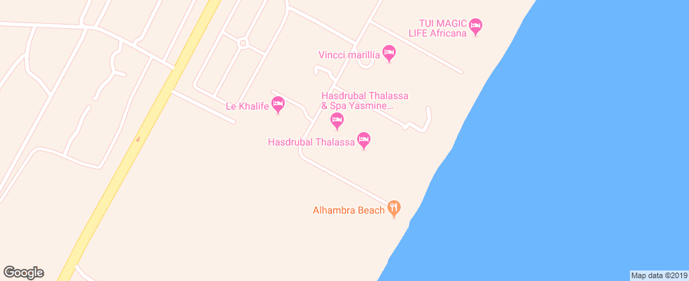 Отель Hasdrubal Thalassa & Spa Yasmine Hammamet на карте Туниса