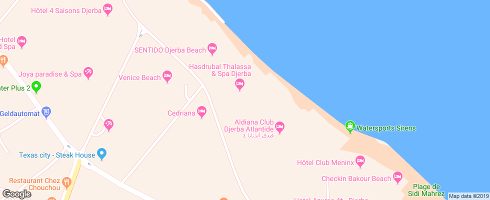 Отель Hasdrubal Thalassa Djerba на карте Туниса