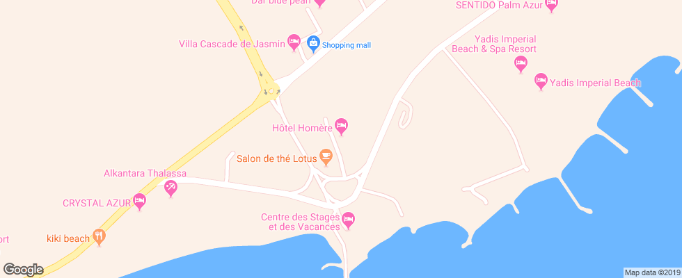 Отель Homere на карте Туниса