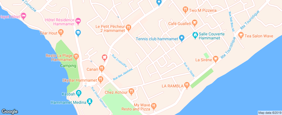 Отель Jet Eldo Salammbo на карте Туниса