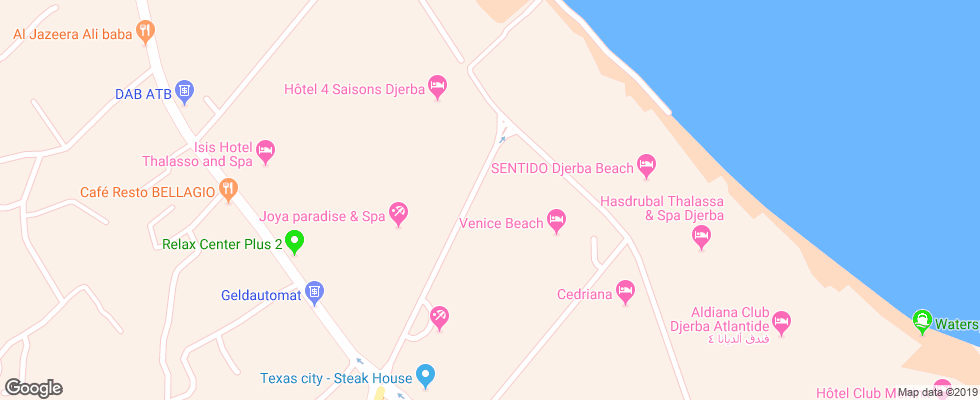 Отель Ksar Djerba на карте Туниса