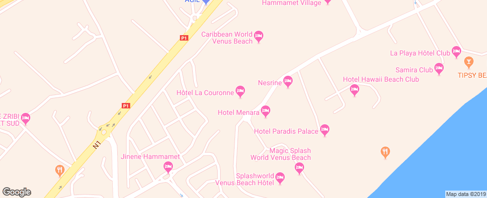 Отель La Couronne на карте Туниса