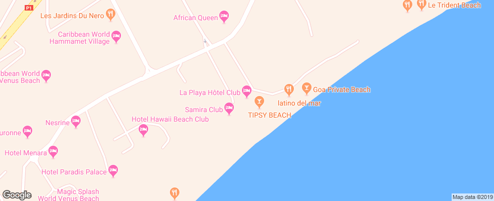 Отель La Playa Hotel Club на карте Туниса