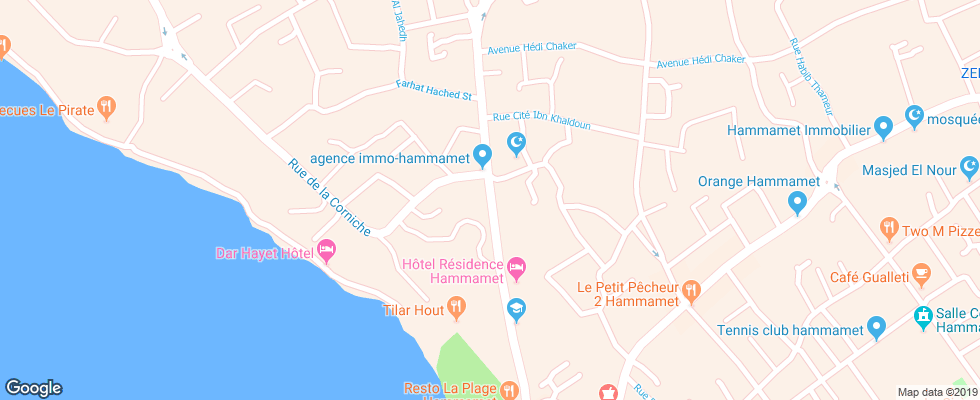 Отель La Residence Hammamet на карте Туниса