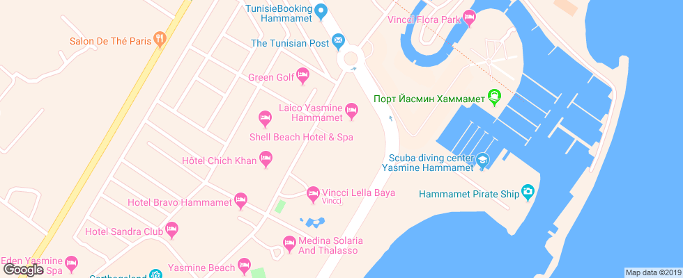 Отель Laico Hammamet на карте Туниса