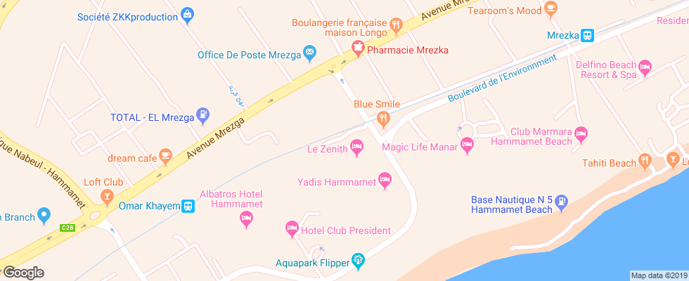 Отель Le Zenith на карте Туниса