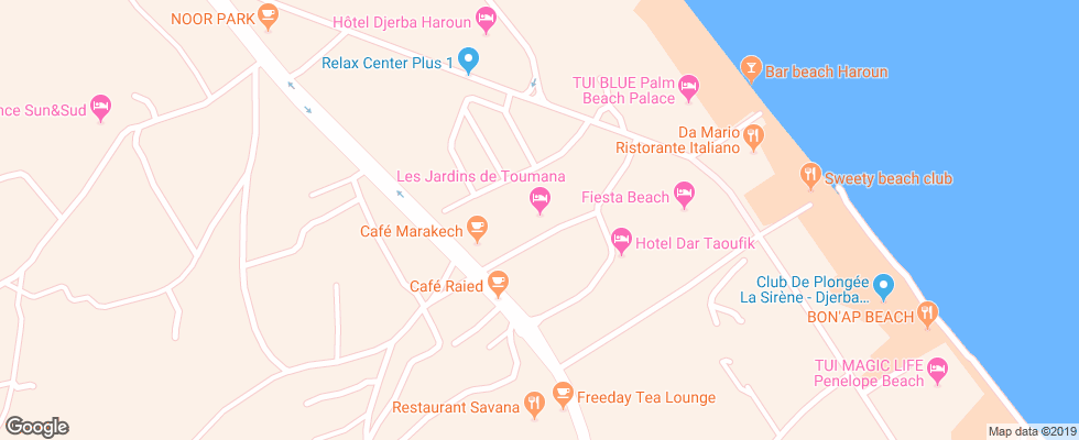Отель Les Jardins De Toumana на карте Туниса