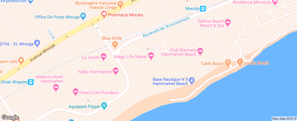 Отель Magic Holiday Village Manar на карте Туниса