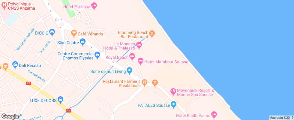 Отель Marabout на карте Туниса