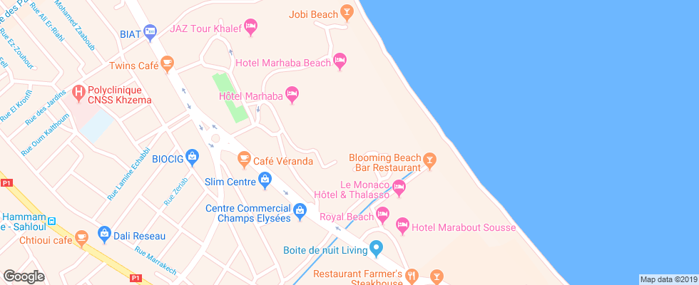 Отель Marhaba Resort на карте Туниса