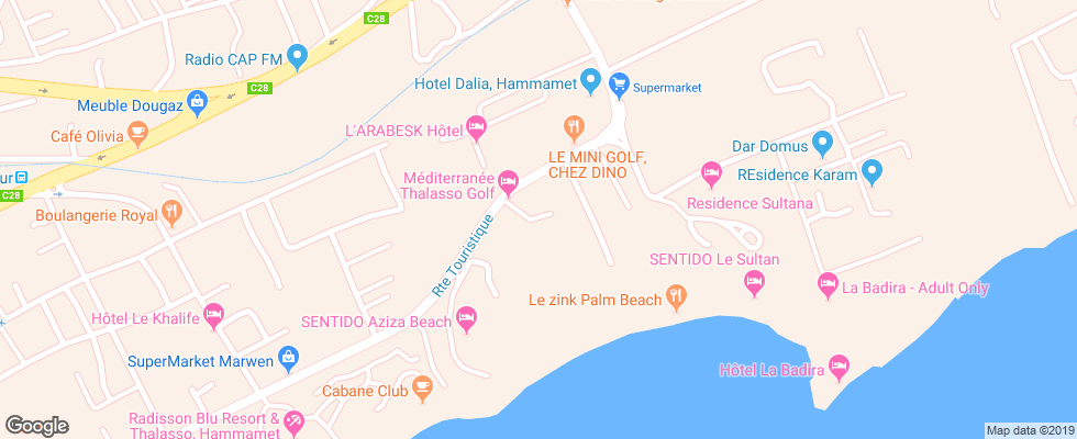 Отель Mediterranee Thalasso Golf на карте Туниса