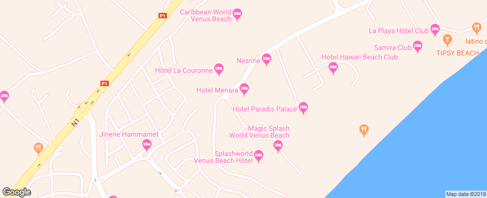Отель Menara на карте Туниса
