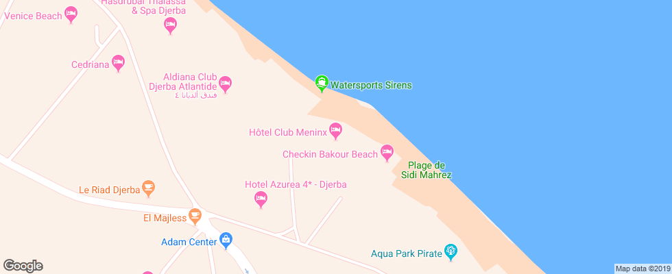 Отель Meninx на карте Туниса