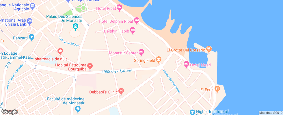 Отель Monastir Center на карте Туниса