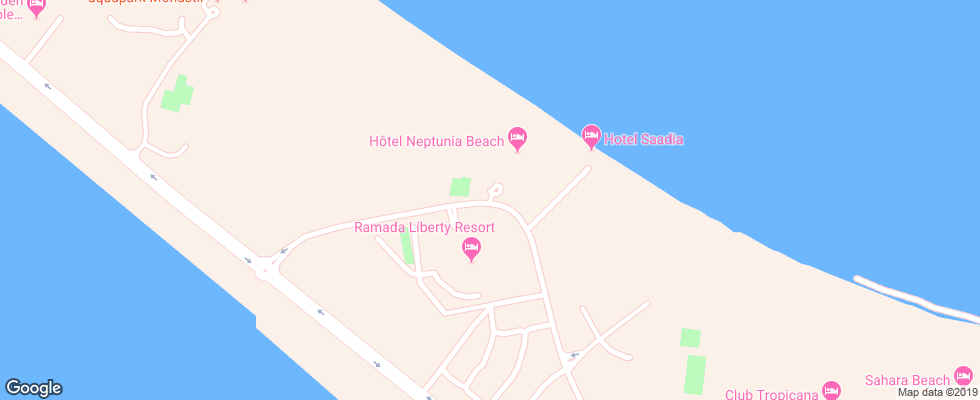 Отель Neptunia Beach на карте Туниса