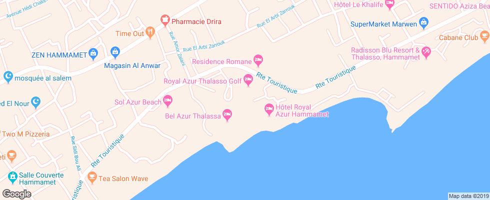 Отель Novostar Royal Azur Thalasso Golf на карте Туниса