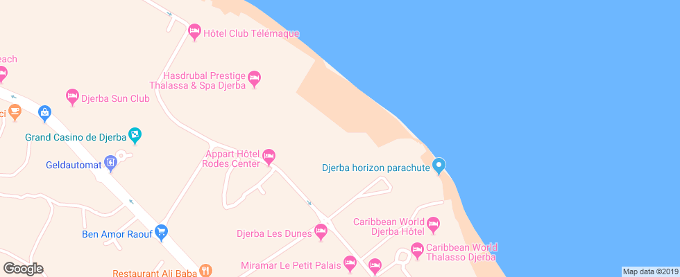 Отель Odyssee Resort на карте Туниса
