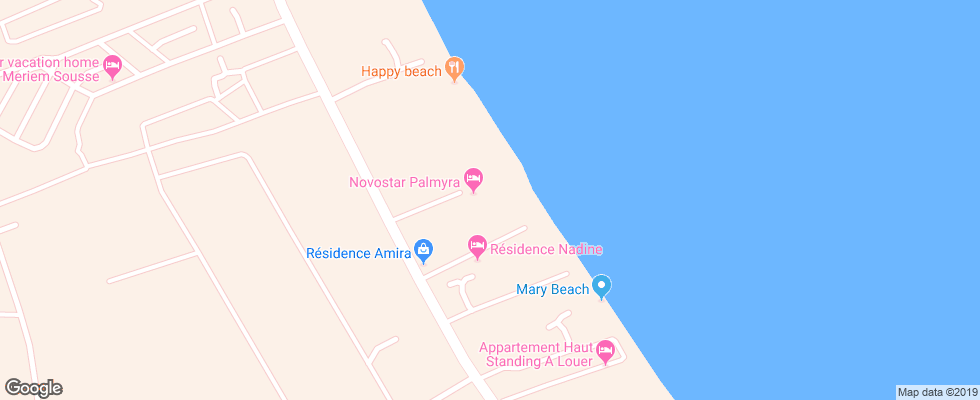 Отель Palmyra Beach на карте Туниса