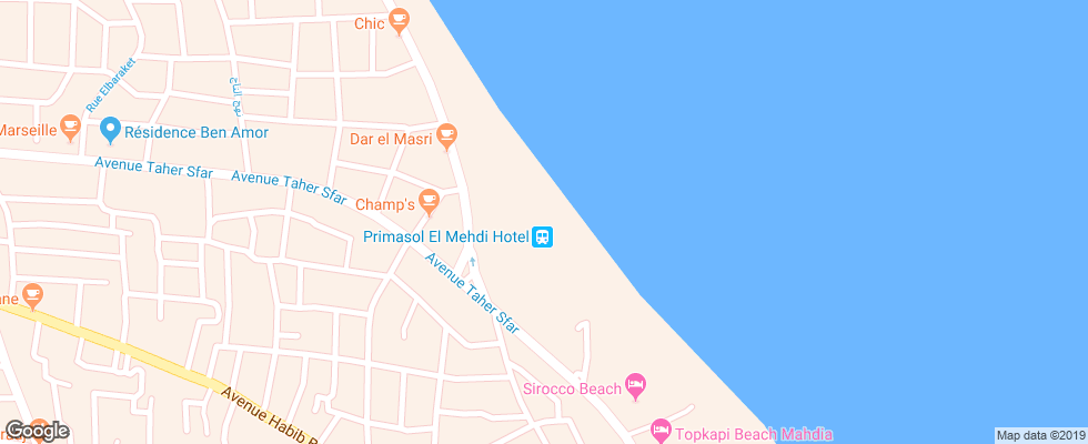 Отель Primasol El Mehdi на карте Туниса