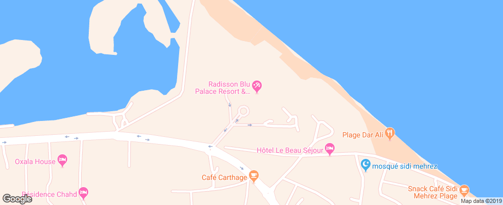 Отель Radisson Blu Palace Resort & Thalasso Djerba на карте Туниса