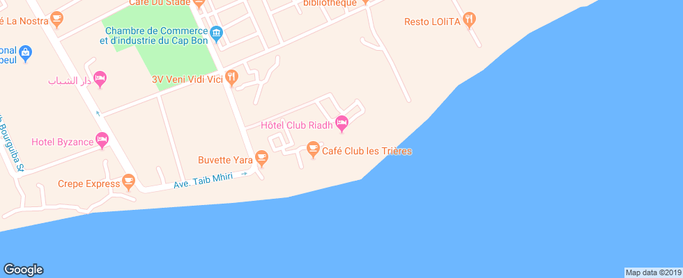 Отель Riadh Club на карте Туниса
