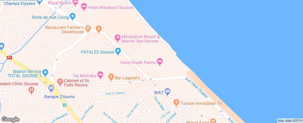 Отель Riadh Palms на карте Туниса
