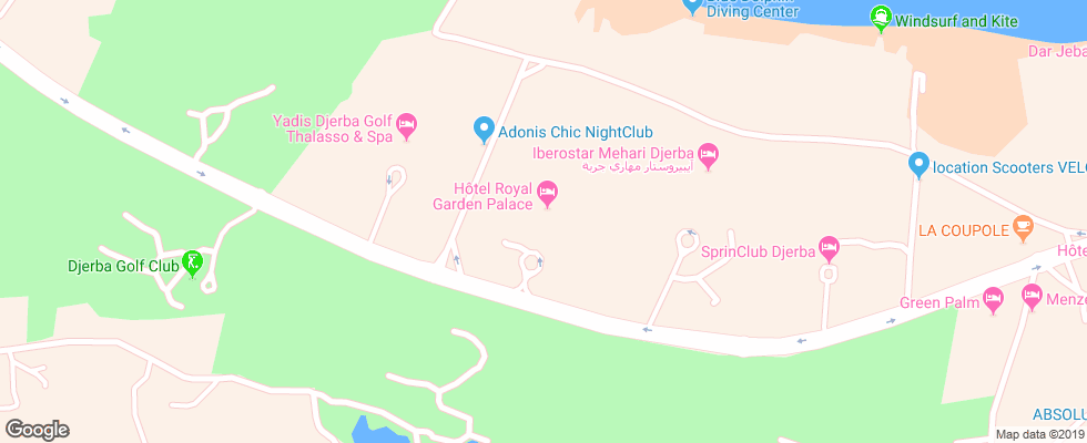 Отель Royal Garden Palace на карте Туниса