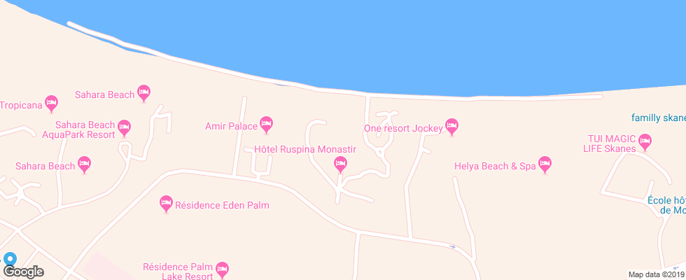 Отель Royal Ruspina Resort на карте Туниса