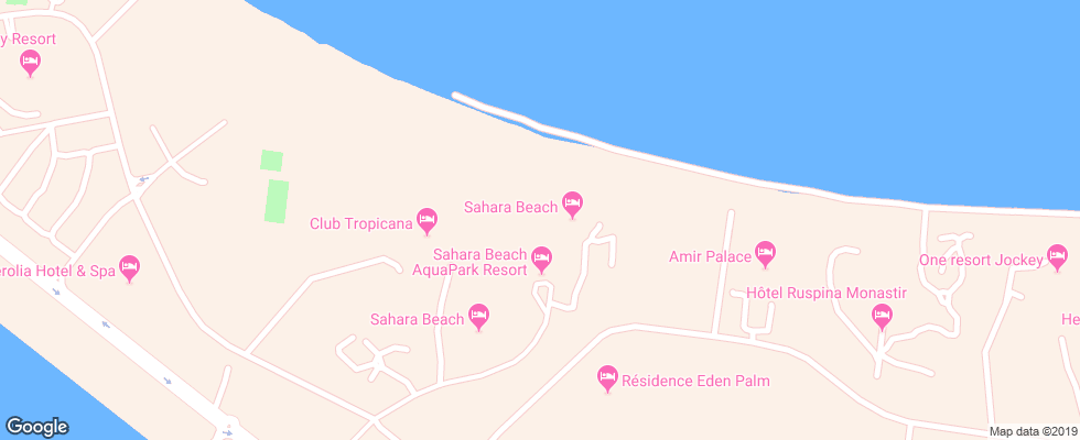 Отель Sahara Beach Hotel на карте Туниса