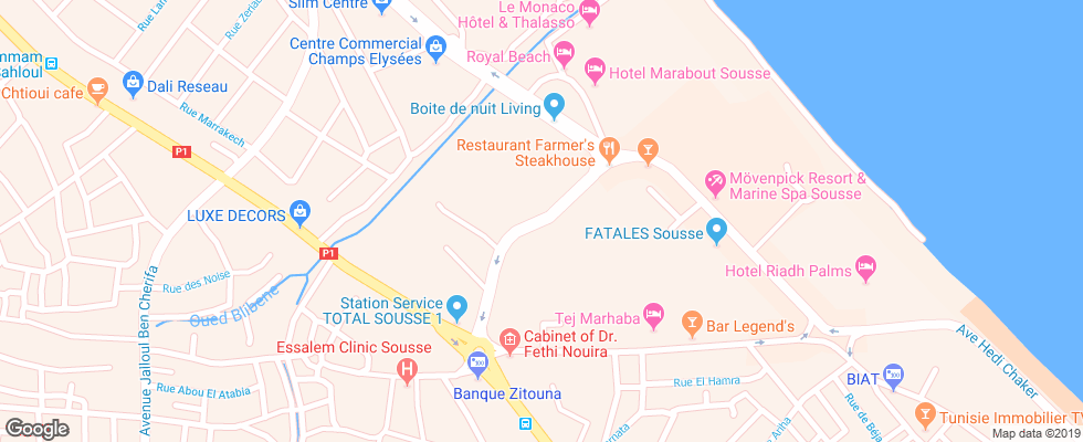 Отель Samara на карте Туниса
