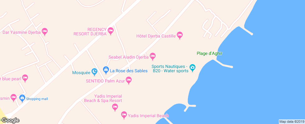 Отель Seabel Aladin Djerba на карте Туниса