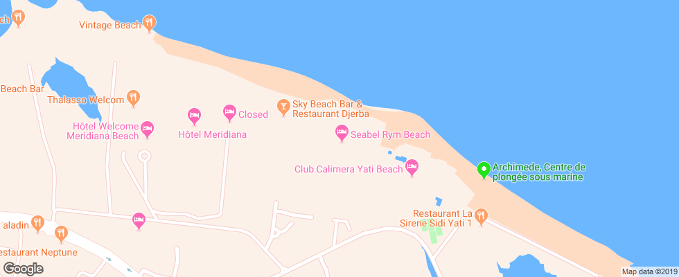 Отель Seabel Rym Beach на карте Туниса